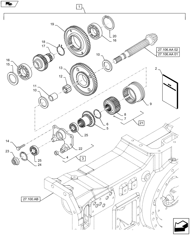 Схема запчастей Case IH MAXXUM 140 - (88.100.21[01]) - DIA KIT - CREEPER FOR TRANSMISSION 24X24/16X16 - GEARS AND SUPPORT (88) - ACCESSORIES