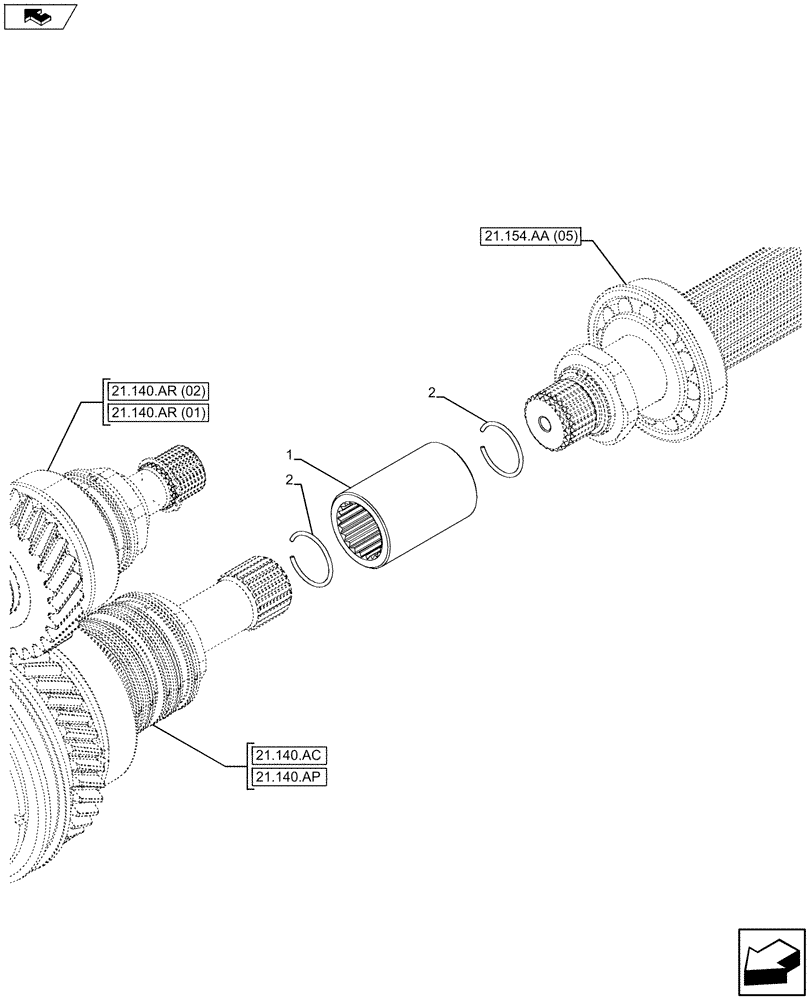 Схема запчастей Case IH MAXXUM 110 - (21.154.AA) - VAR - 390283 - CENTRAL REDUCTION GEAR (21) - TRANSMISSION