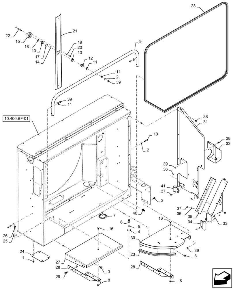 Схема запчастей Case IH 7230 - (10.400.BF[03]) - COOLER ASSY, AIR DUCT, BOX 7230 (10) - ENGINE