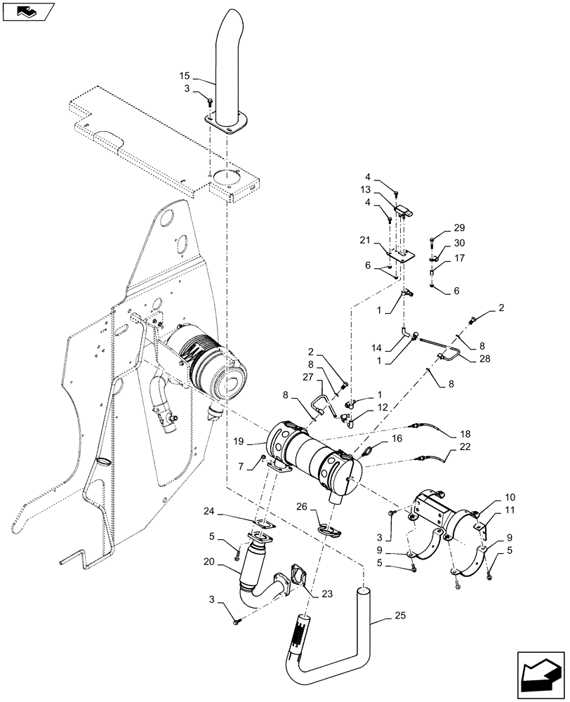 Схема запчастей Case IH SV185 - (10.254.AI) - EXHAUST SYSTEM W/ MUFFLER (10) - ENGINE