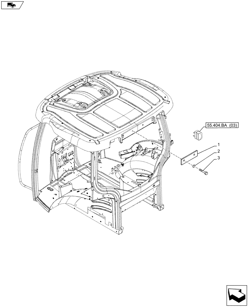 Схема запчастей Case IH MAXXUM 130 - (88.100.AC[02]) - VAR - 330956 - LICENSE PLATE LAMP & SUPPORT, ROOF-MOUNTED, W/ CAB - ISO (88) - ACCESSORIES