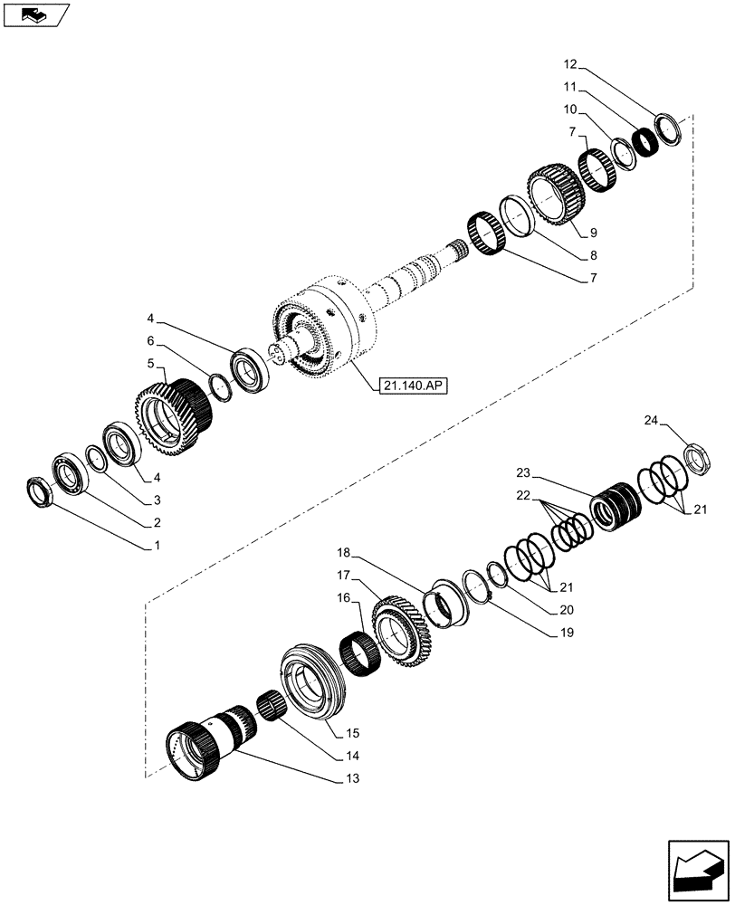 Схема запчастей Case IH MAXXUM 120 - (21.140.AC) - VAR - 390283 - TRANSMISSION, SYNCHRONIZER (21) - TRANSMISSION