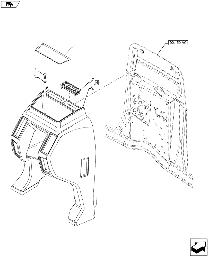 Схема запчастей Case IH MAXXUM 110 - (90.110.AH) - VAR - 390283 - CONSOLE (90) - PLATFORM, CAB, BODYWORK AND DECALS