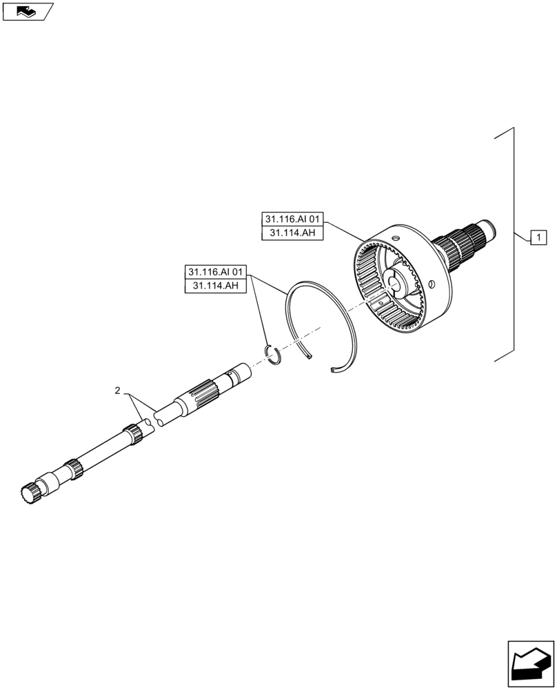 Схема запчастей Case IH MAXXUM 140 - (88.100.21[04]) - DIA KIT - CREEPER FOR TRANSMISSION 24X24/16X16 - CONTROL SHAFT FOR CREEPER OR GROUND SPEED PTO (88) - ACCESSORIES