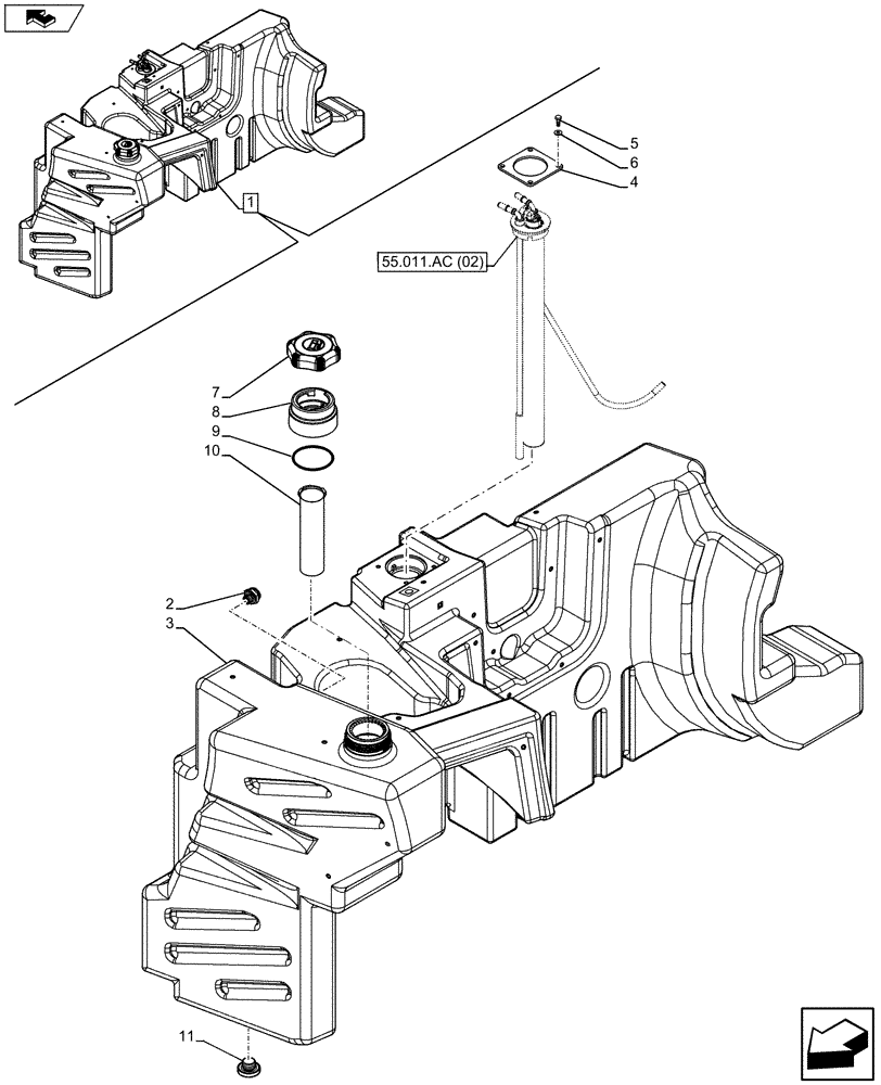 Схема запчастей Case IH MAXXUM 120 - (10.216.AI[01]) - VAR - 390142 - FUEL TANK (10) - ENGINE
