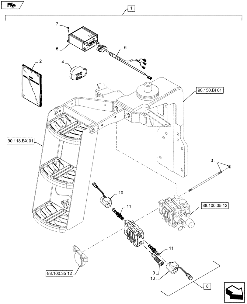Схема запчастей Case IH MAXXUM 140 - (88.100.35[19]) - DIA KIT - ADDITIONAL 1 SLICE VALVE FOR 2 MECHANICAL MMV - VALVE AND RELATIVE PARTS (88) - ACCESSORIES