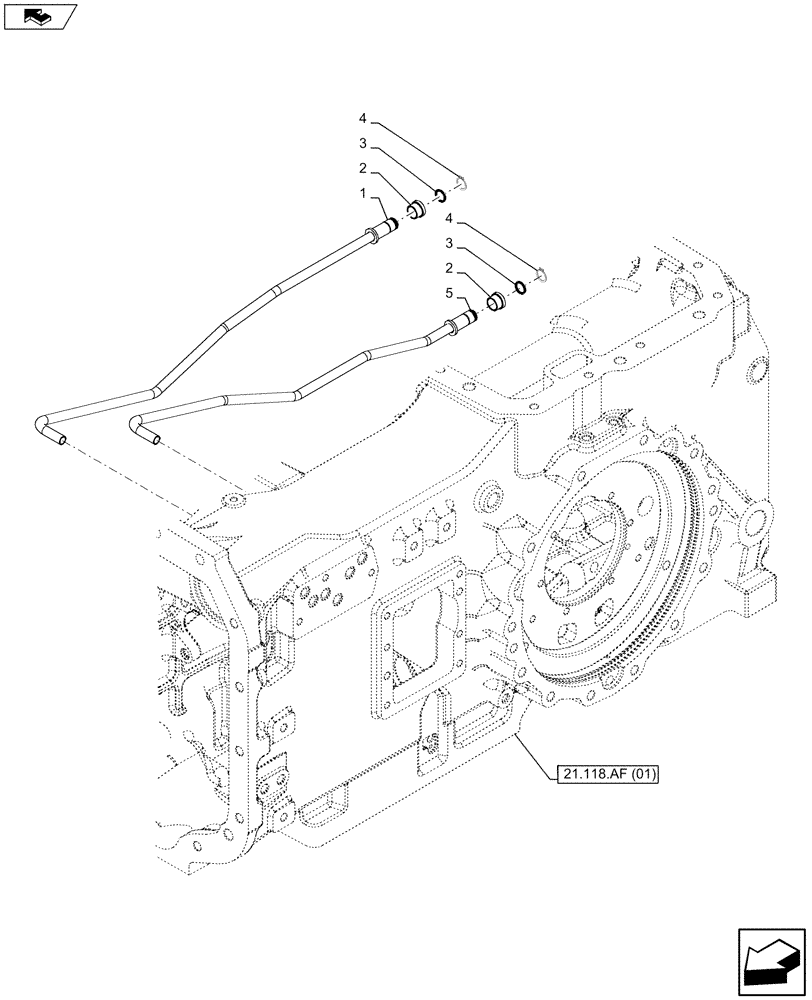 Схема запчастей Case IH MAXXUM 120 - (31.104.AN) - VAR - 390283 - REAR AXLE HOUSING PTO CLUTCH PIPE (31) - IMPLEMENT POWER TAKE OFF