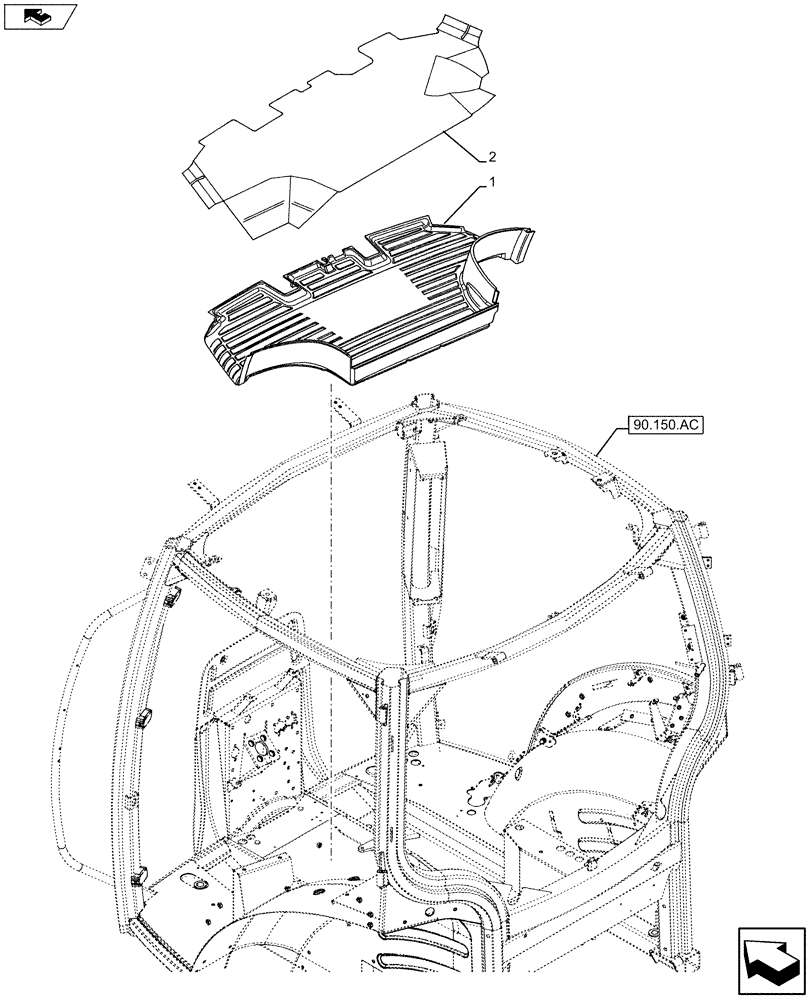 Схема запчастей Case IH MAXXUM 120 - (90.110.BD) - VAR - 390283 - FLOOR MAT, FRONT (90) - PLATFORM, CAB, BODYWORK AND DECALS