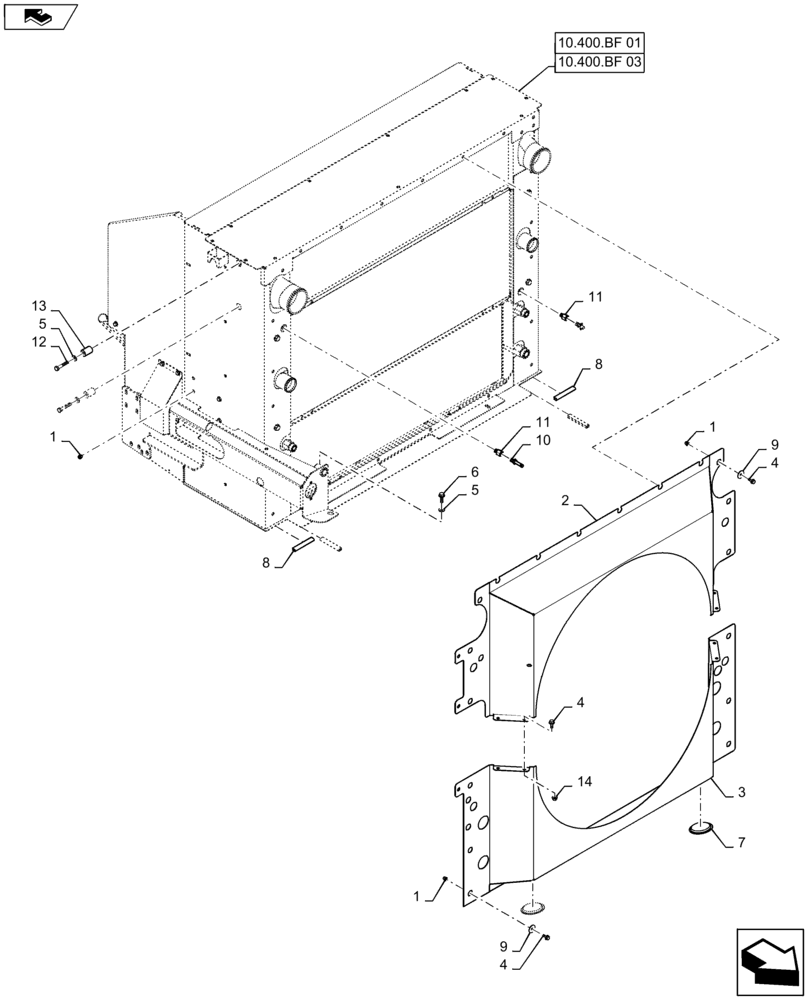 Схема запчастей Case IH 7230 - (10.400.BF[02]) - COOLER ASSY., AIR DUCT, OIL COOLER 7230 , SHROUD (10) - ENGINE