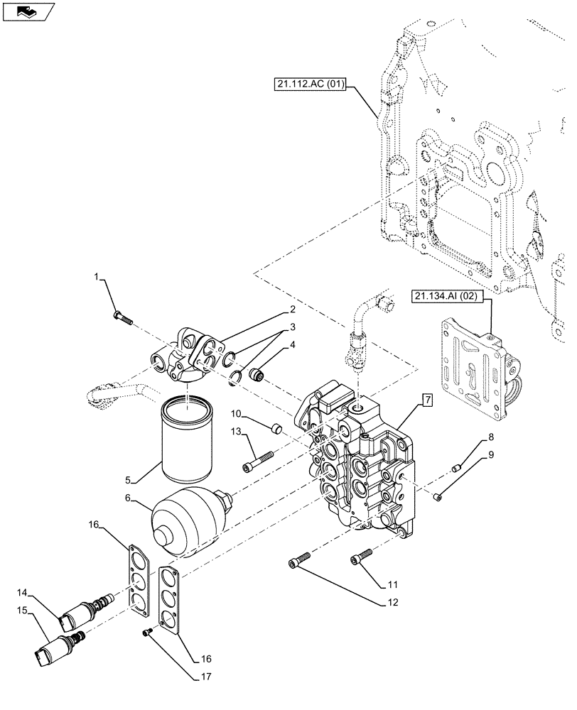 Схема запчастей Case IH MAXXUM 130 - (21.134.AI[01]) - VAR - 390283 - GEARBOX, SOLENOID VALVE (21) - TRANSMISSION