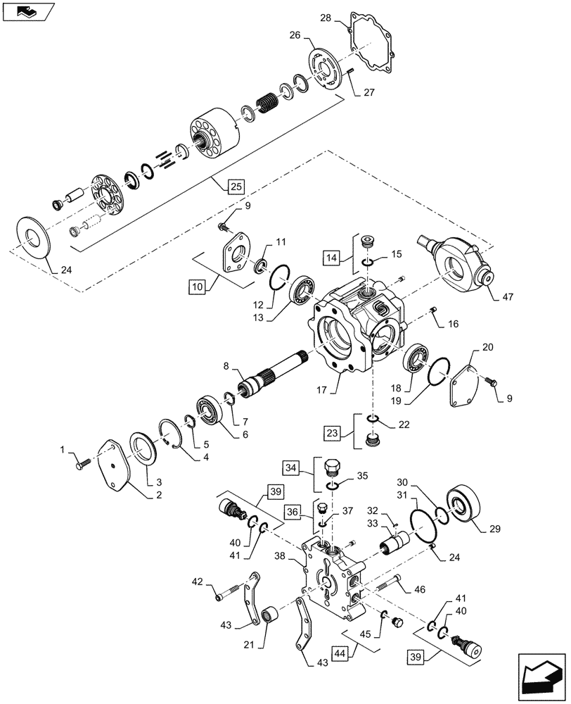 Схема запчастей Case IH SR130 - (29.218.AC[02]) - TANDEM HYDROSTATIC PUMP, 35CC, MECHANICAL CONTROL, REAR (29) - HYDROSTATIC DRIVE