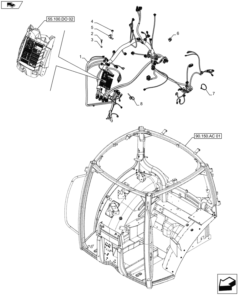 Схема запчастей Case IH MAXXUM 140 - (55.510.AF) - VAR - 331145, 331146 + STD - CAB HARNESS (55) - ELECTRICAL SYSTEMS