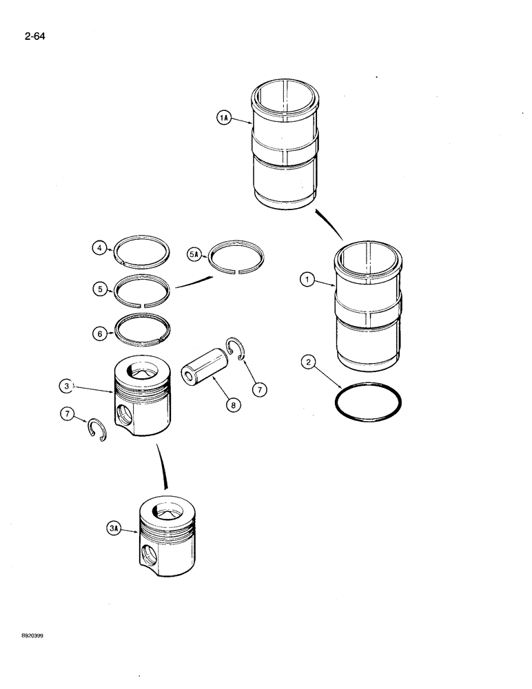 Схема запчастей Case IH 9210 - (2-064) - PISTONS, 6TA-830 ENGINE, 9230 TRACTOR ONLY (02) - ENGINE
