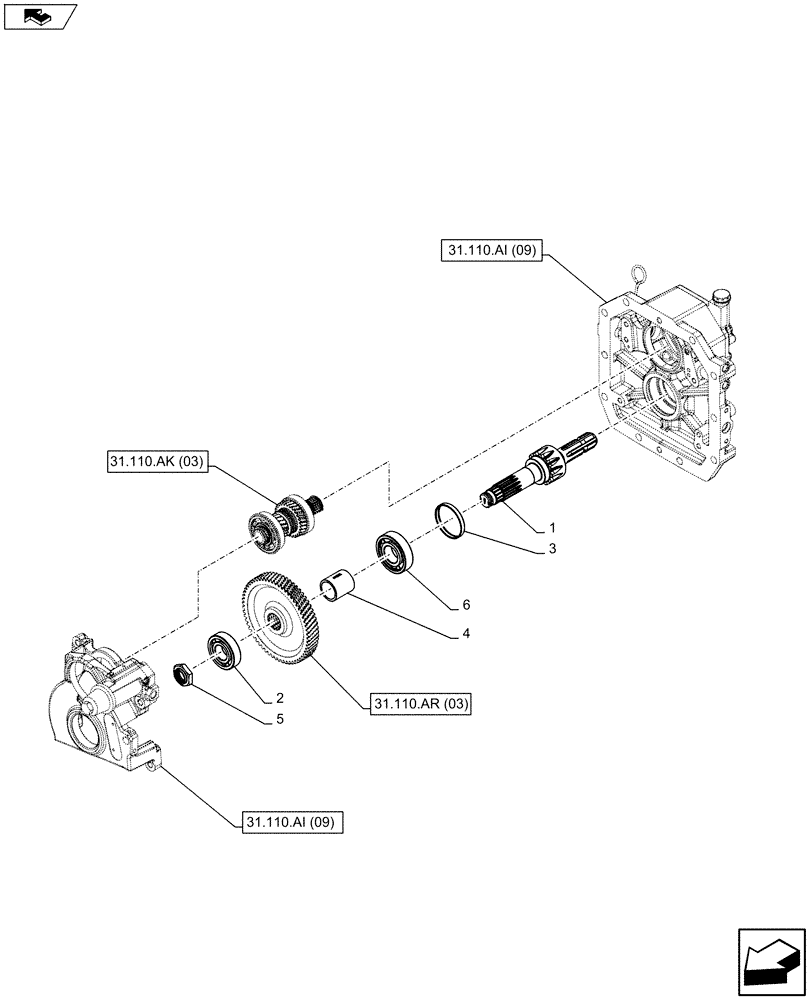 Схема запчастей Case IH FARMALL 115C - (31.110.AB[03]) - VAR - 743565 - PTO 540 RPM - HYDRAULIC, DRIVEN SHAFT (31) - IMPLEMENT POWER TAKE OFF