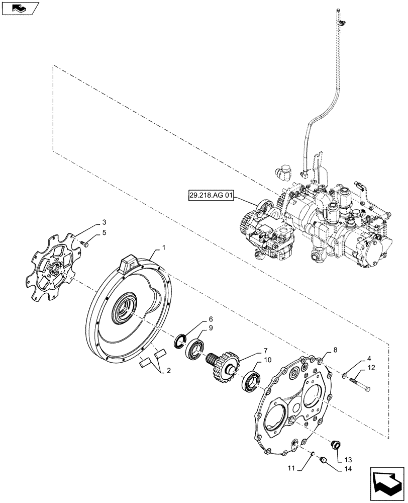 Схема запчастей Case IH 2240 - (29.202.AJ[01]) - PUMP DRIVE AND HOUSING (29) - HYDROSTATIC DRIVE