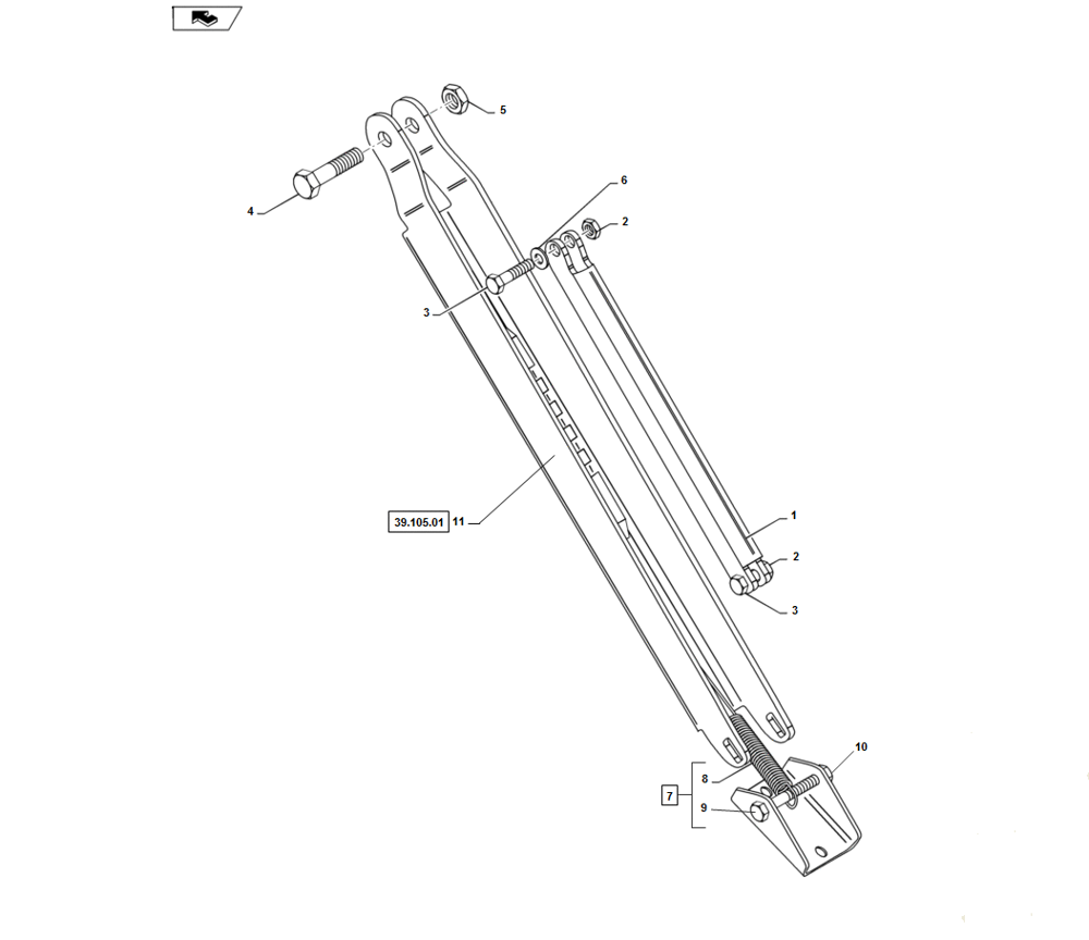Схема запчастей Case IH L775 - (39.129.AH) - SUPPORT LEG, L725, L735, L745, L755, L765, L775, L785, L795 (39) - FRAMES AND BALLASTING