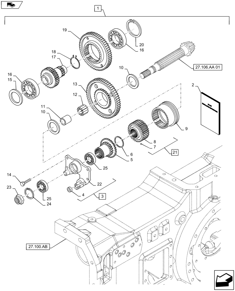 Схема запчастей Case IH MAXXUM 115 - (88.100.21[01]) - DIA KIT - CREEPER FOR TRANSMISSION 16X16 - GEARS AND SUPPORT (88) - ACCESSORIES