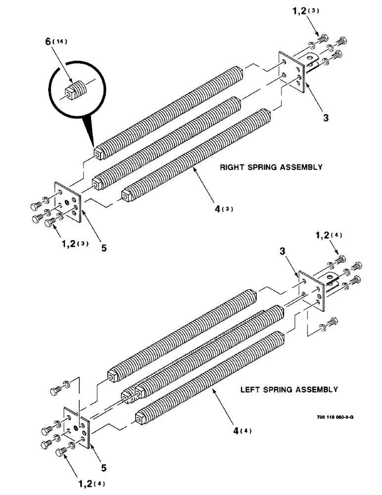 Схема запчастей Case IH 8340 - (7-24) - FLOTATION SPRING ASSEMBLY, LEFT & RIGHT (58) - ATTACHMENTS/HEADERS