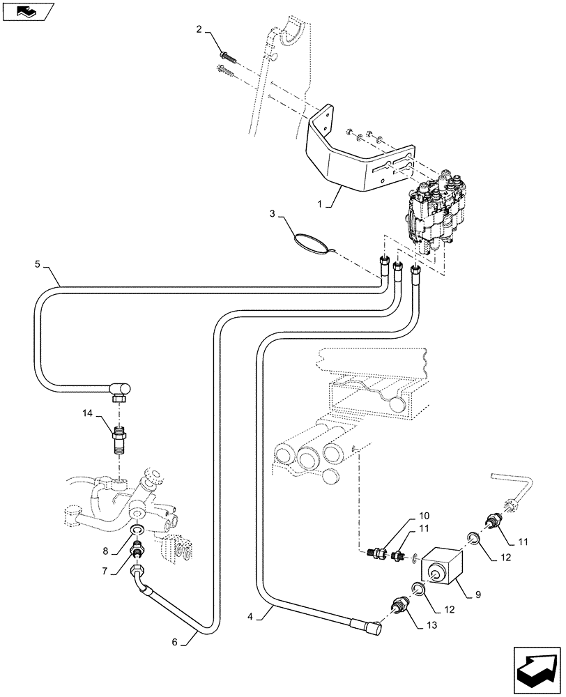 Схема запчастей Case IH L745 - (35.600.AQ[07]) - VAR - 730804016 - 2 FUNCTION LOADER MOUNTED VALVE - HOSES FOR FARMALL A (35) - HYDRAULIC SYSTEMS