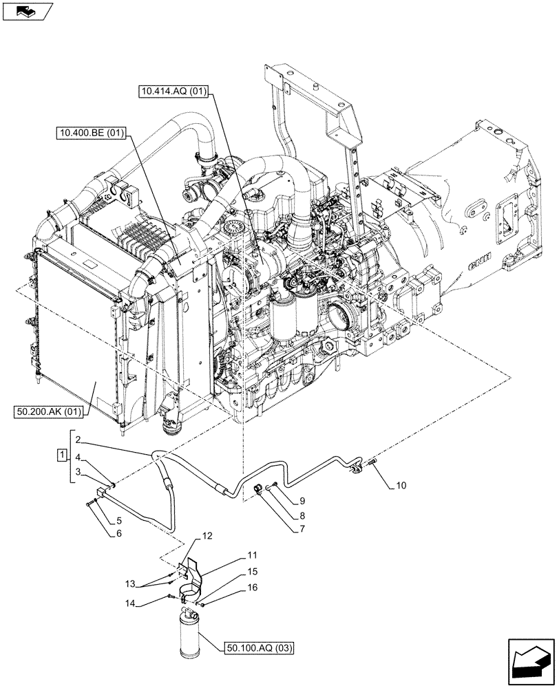 Схема запчастей Case IH MAXXUM 110 - (50.100.AQ[05]) - VAR - 330643 - A/C & HEATER HOSES - 4CYL (50) - CAB CLIMATE CONTROL