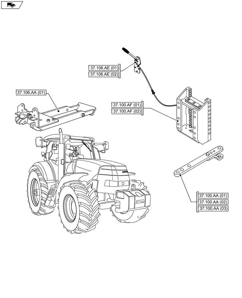 Схема запчастей Case IH MAXXUM 130 - (37.000.00) - SECTION INDEX - HITCHES, DRAWBARS AND IMPLEMENTCOUPLINGS (37) - HITCHES, DRAWBARS & IMPLEMENT COUPLINGS