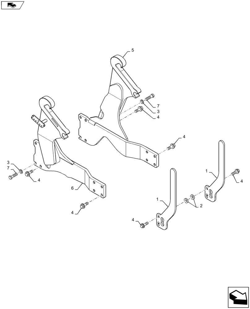 Схема запчастей Case IH MAXXUM 120 - (82.100.AK[03]) - VAR - 334821, 743702 - EUROPEAN LOADER READY FOR FRONT HPL - SUPPORTS (82) - FRONT LOADER & BUCKET