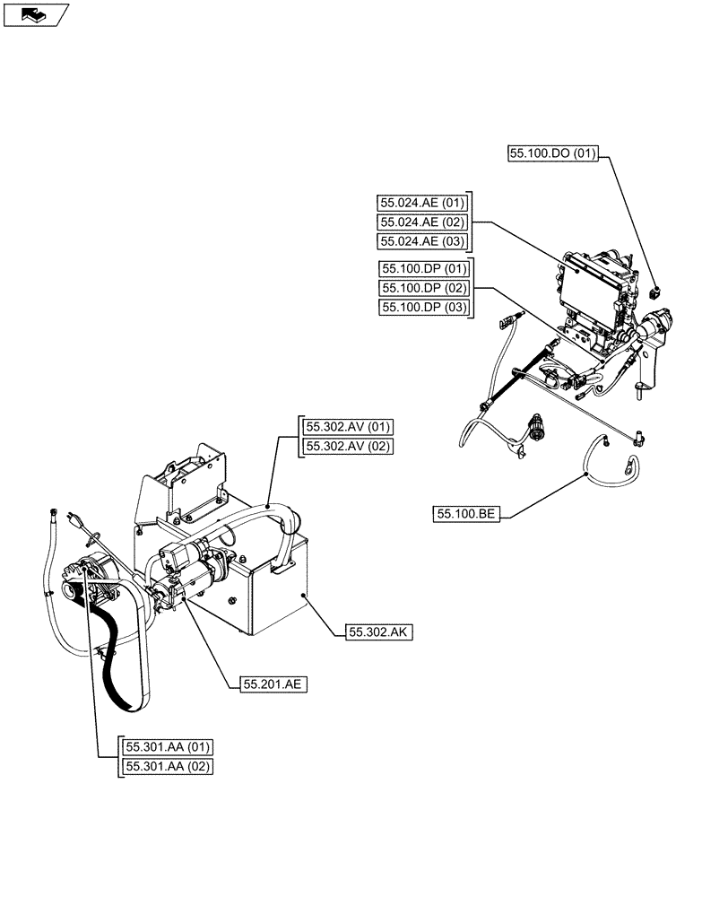 Схема запчастей Case IH MAXXUM 130 - (55.000.00[04]) - SECTION INDEX (55) - ELECTRICAL SYSTEMS