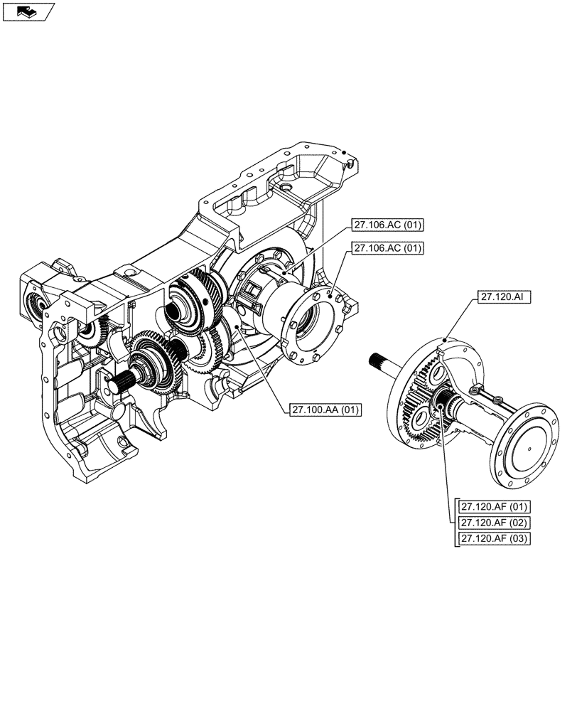 Схема запчастей Case IH MAXXUM 130 - (27.000.00) - SECTION INDEX - REAR AXLE SYSTEM (27) - REAR AXLE SYSTEM