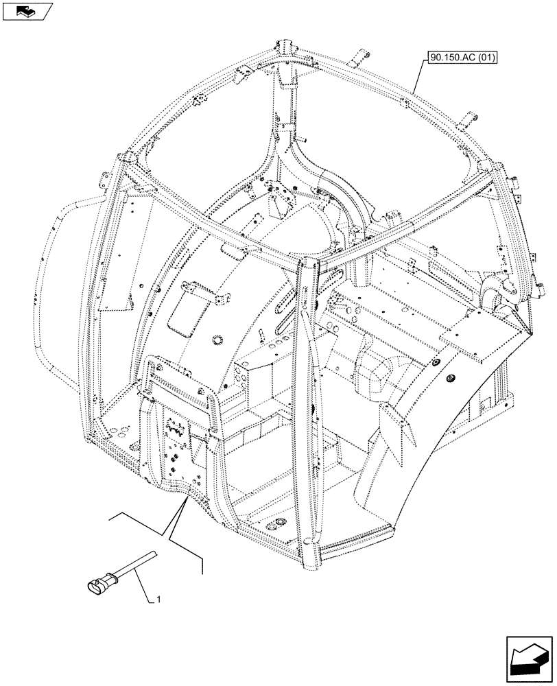 Схема запчастей Case IH MAXXUM 130 - (55.610.AM[02]) - VAR - 332805 - CAB CABLES, GROUND SPEED PTO LINK (55) - ELECTRICAL SYSTEMS
