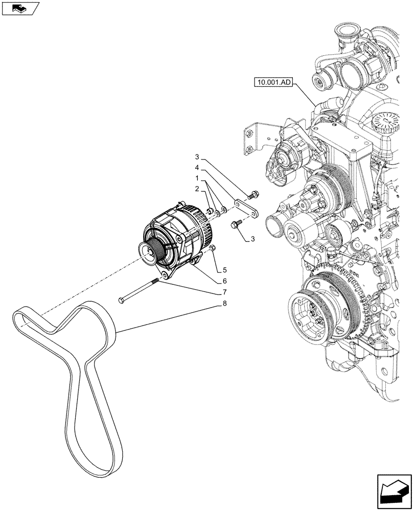 Схема запчастей Case IH MAXXUM 110 - (55.301.AA[01]) - VAR - 391192 - ALTERNATOR (120 AMP) (55) - ELECTRICAL SYSTEMS