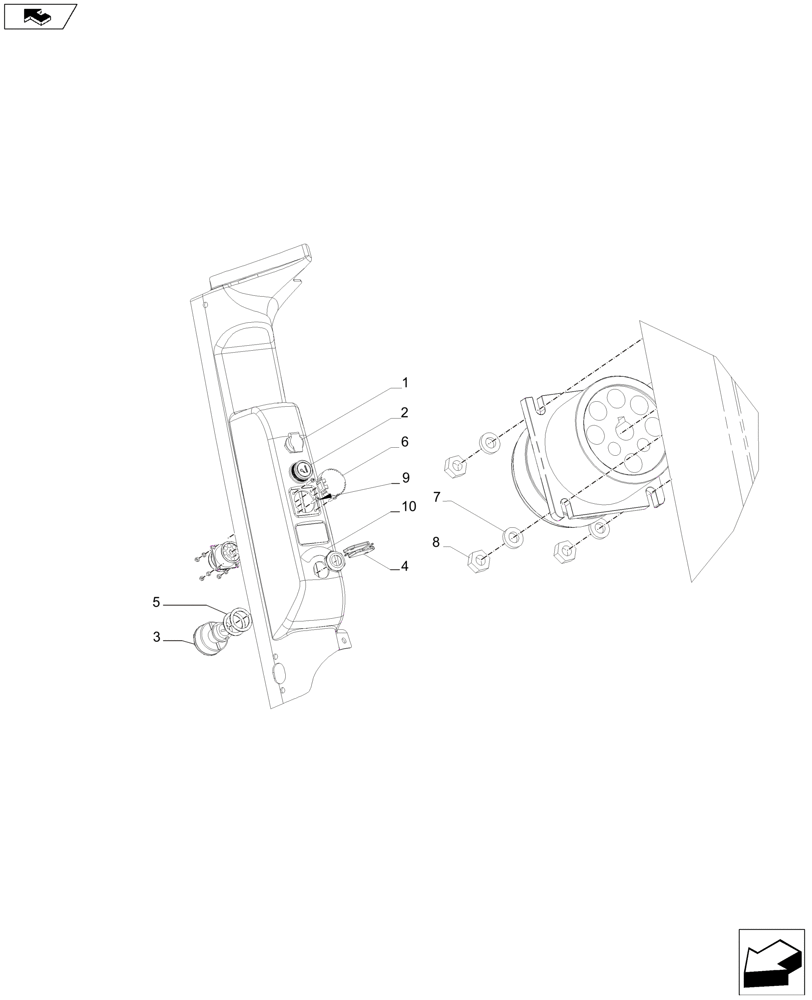 Схема запчастей Case IH A8800 - (90.151.AN) - REAR COLLUMN CONSOLE (90) - PLATFORM, CAB, BODYWORK AND DECALS