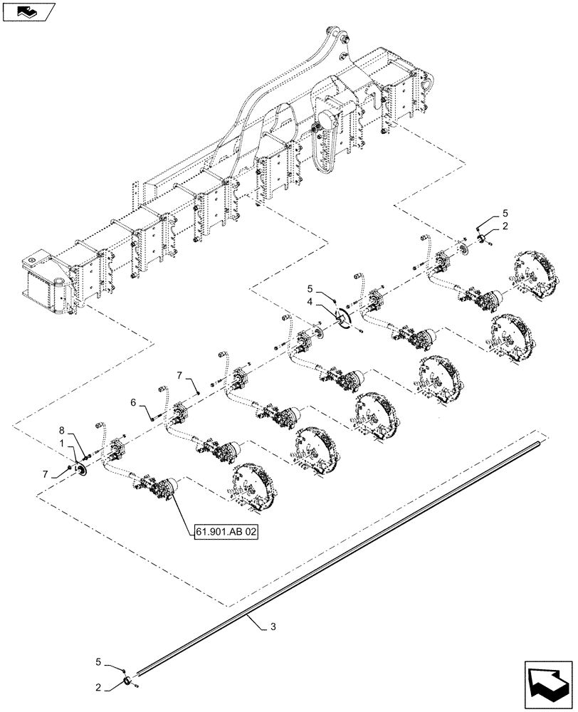 Схема запчастей Case IH 1245 - (61.901.AF[06]) - METER DRIVE SHAFT WITH CABLE DRIVE FOR 24/20 (61) - METERING SYSTEM