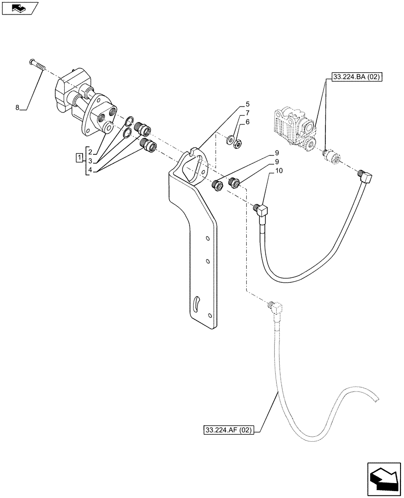 Схема запчастей Case IH MAXXUM 110 - (33.224.AQ[04]) - VAR - 332737 - PNEUMATIC TRAILER BRAKE - QUICK COUPLERS AND LINES (33) - BRAKES & CONTROLS