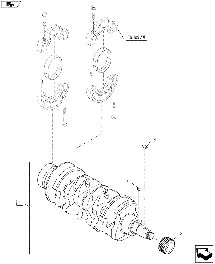 Схема запчастей Case IH SR160 - (10.103.AA) - CRANKSHAFT (10) - ENGINE