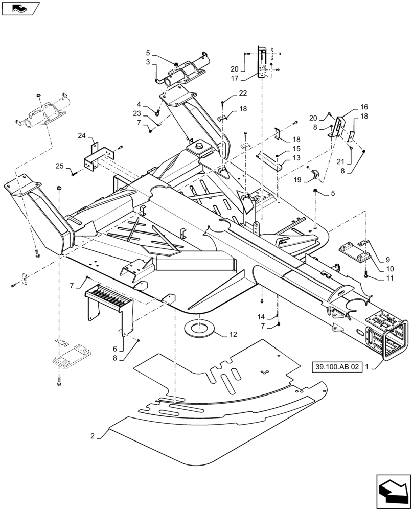 Схема запчастей Case IH 1245 - (39.100.AB[01]) - CARRIER FRAME FOR 24/20 (39) - FRAMES AND BALLASTING