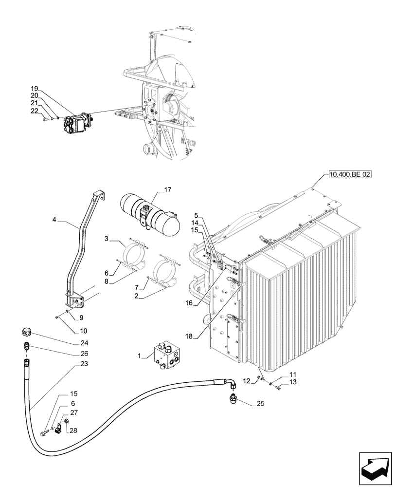 Схема запчастей Case IH A8800 - (10.400.BE[01]) - RADIATOR, GROUP (10) - ENGINE