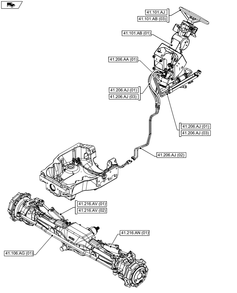 Схема запчастей Case IH MAXXUM 110 - (41.000.00) - SECTION INDEX - STEERING (41) - STEERING