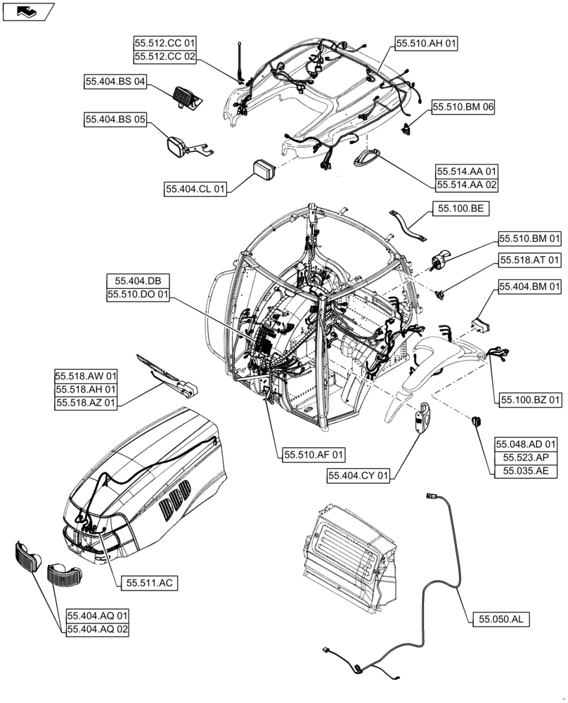 Схема запчастей Case IH MAXXUM 140 - (55.000.00[03]) - SECTION INDEX - ELECTRICAL SYSTEMS (55) - ELECTRICAL SYSTEMS