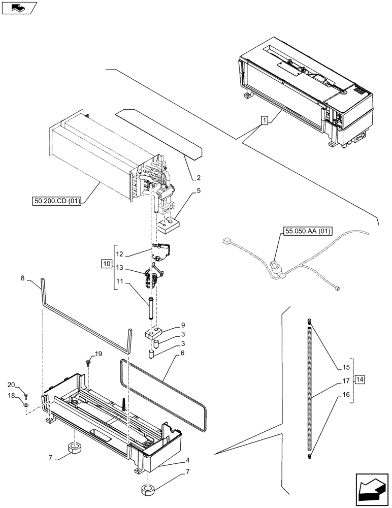 Схема запчастей Case IH MAXXUM 110 - (50.200.CG[02]) - VAR - 390643 - COOLER HOUSING (50) - CAB CLIMATE CONTROL