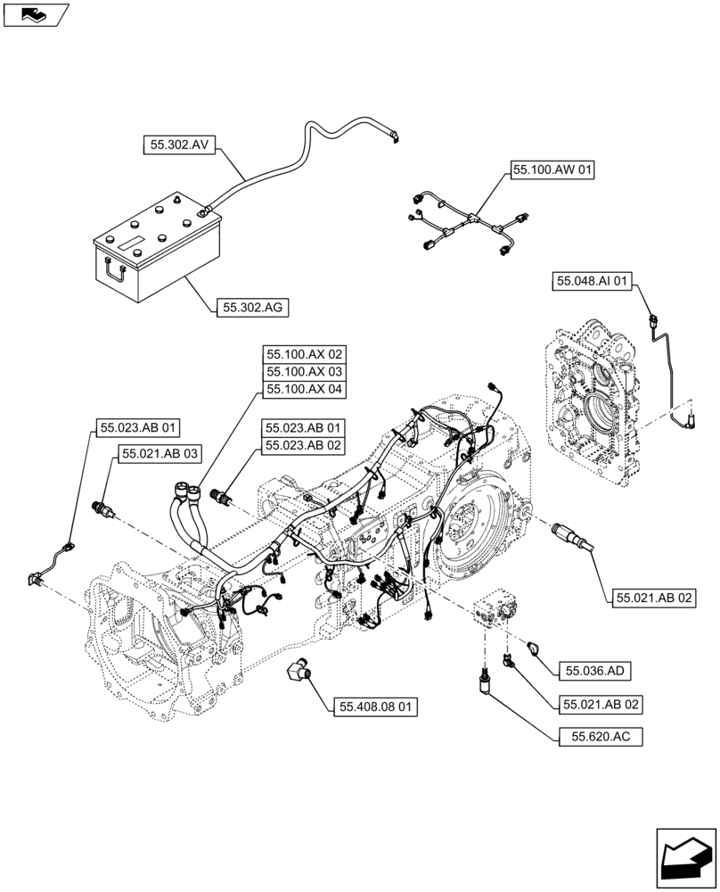 Схема запчастей Case IH MAXXUM 115 - (55.000.00[02]) - SECTION INDEX - ELECTRICAL SYSTEMS (55) - ELECTRICAL SYSTEMS
