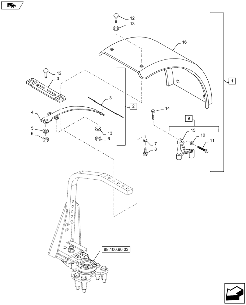 Схема запчастей Case IH MAXXUM 115 - (88.100.90[04]) - DIA KIT - DYNAMIC FRONT FENDERS (480MM) - FENDERS AND BRACKETS (88) - ACCESSORIES