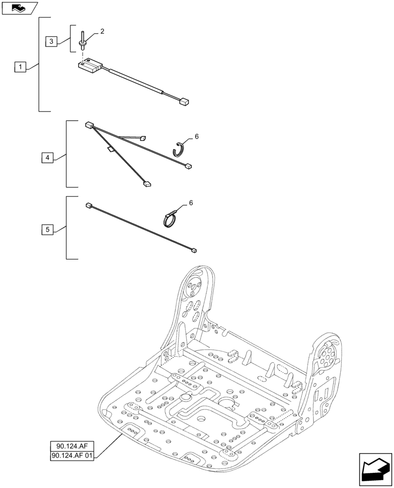 Схема запчастей Case IH MAXXUM 115 - (55.408.BL) - VAR - 330709 + STD - OPERATOR PRESENCE SWITCH AND HARNESS (55) - ELECTRICAL SYSTEMS