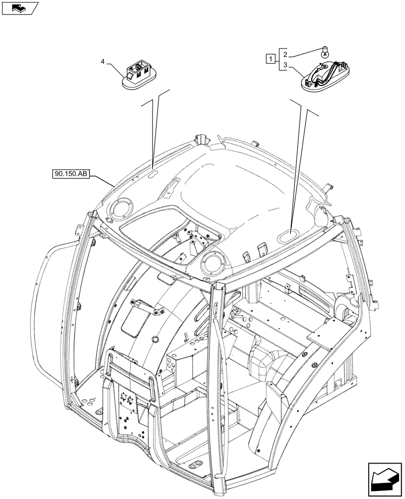Схема запчастей Case IH MAXXUM 120 - (55.514.AA[02]) - VAR - 390007 - CAB INTERIOR LIGHT (55) - ELECTRICAL SYSTEMS