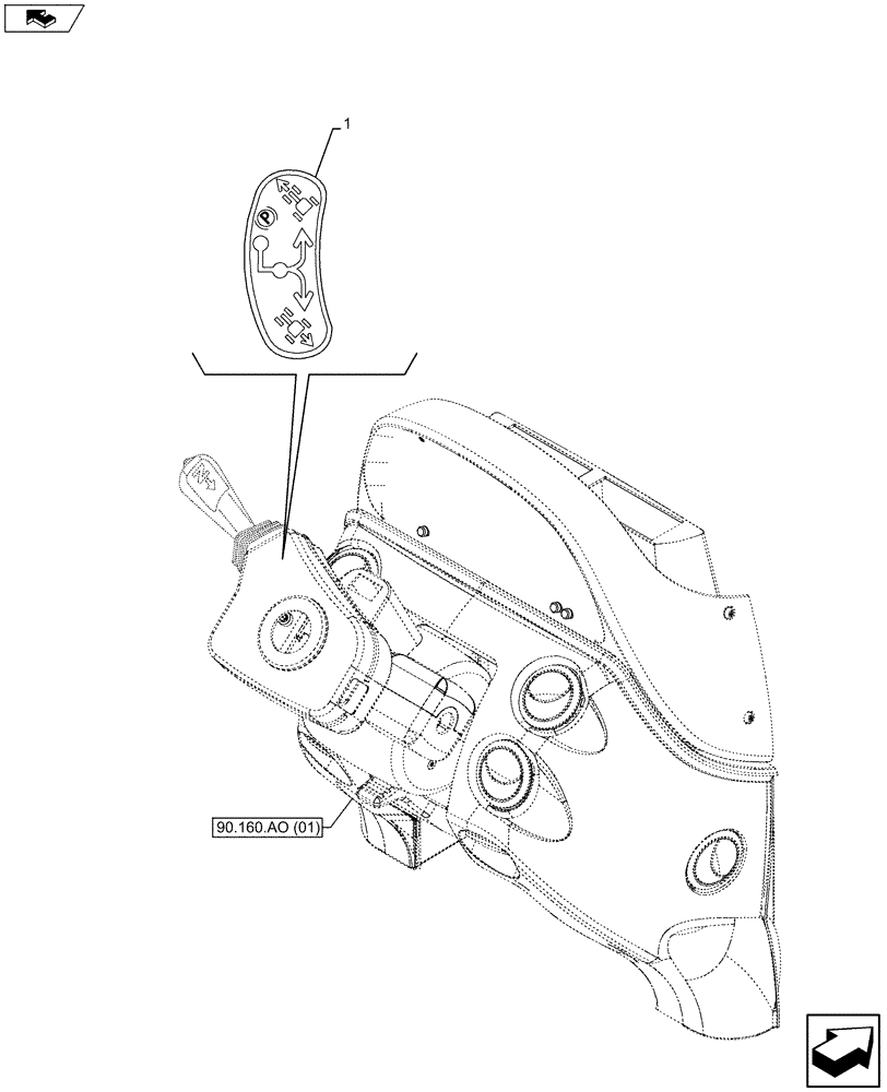 Схема запчастей Case IH MAXXUM 110 - (90.108.AA[03]) - VAR - 390283 - DECALS, PARKING BRAKE, CONTROLS (90) - PLATFORM, CAB, BODYWORK AND DECALS