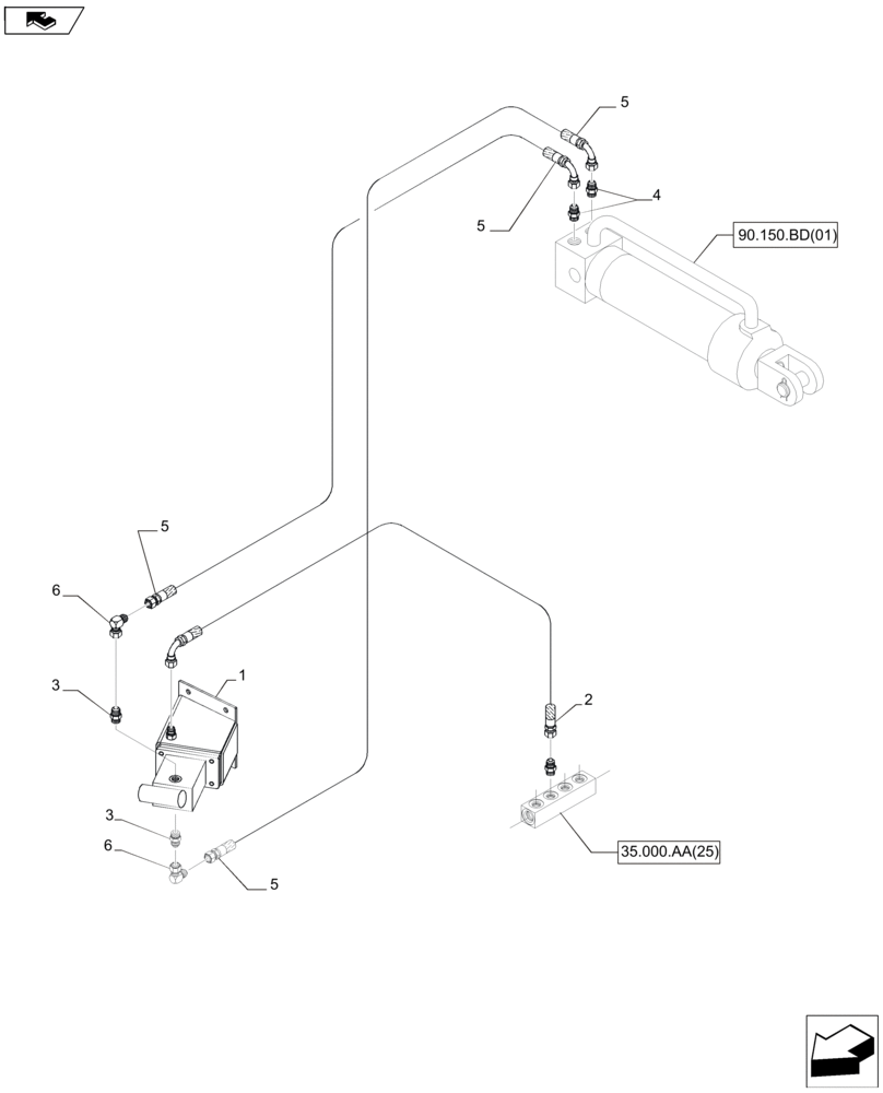 Схема запчастей Case IH A8800 - (90.150.BD[03]) - HYDRAULIC SYSTEM, CABIN TILT (90) - PLATFORM, CAB, BODYWORK AND DECALS