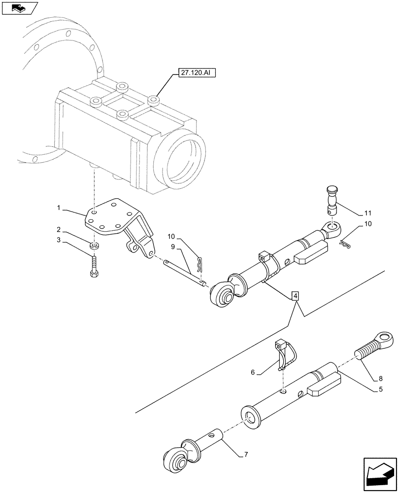 Схема запчастей Case IH MAXXUM 120 - (37.120.AF[01]) - VAR - 390945 - REAR 3 POINT HITCH, STABILIZER (37) - HITCHES, DRAWBARS & IMPLEMENT COUPLINGS