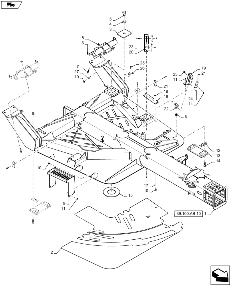 Схема запчастей Case IH 1245 - (39.100.AB[09]) - CARRIER FRAME FOR 16/30 (39) - FRAMES AND BALLASTING