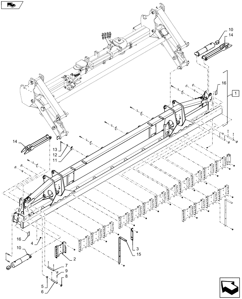 Схема запчастей Case IH 1245 - (39.902.AA[03]) - CENTER SUB BAR FOR 30" SPILT ROW 16/31 (39) - FRAMES AND BALLASTING