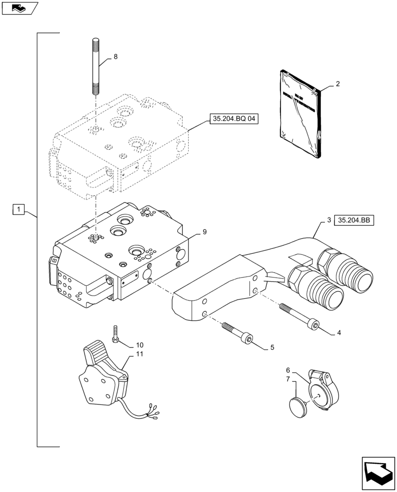 Схема запчастей Case IH MAXXUM 140 - (88.100.35[19]) - DIA KIT - ADDITIONAL ELECTROHYDRAULIC REMOTE SLICE (3 TO 4) (88) - ACCESSORIES