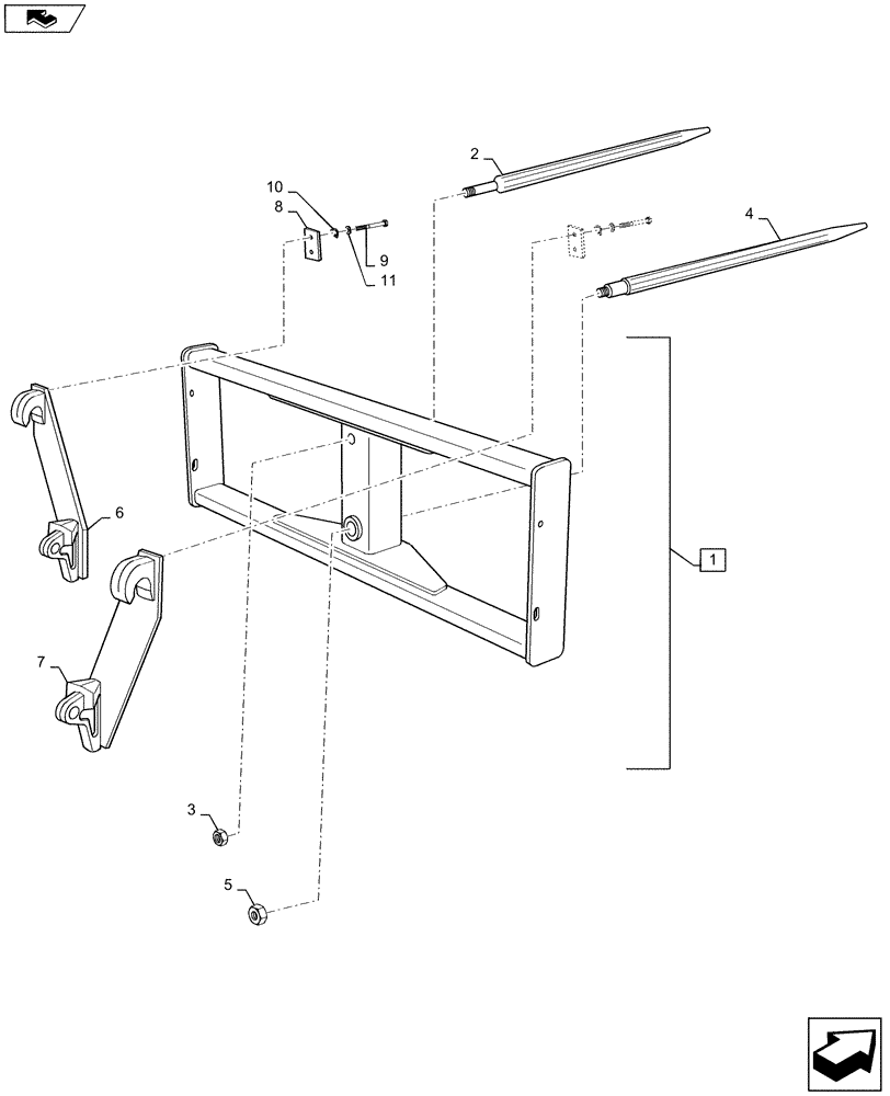 Схема запчастей Case IH L745 - (88.105.AL[01]) - VAR - 717485016 - BALE SPEAR EURO STYLE (88) - ACCESSORIES